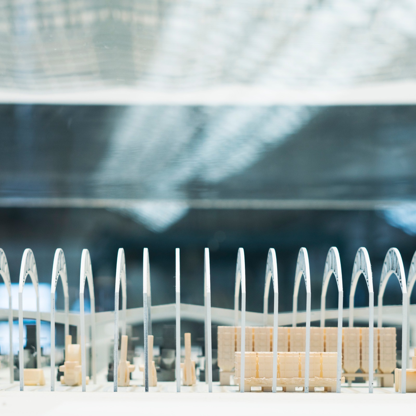 maqueta porcelanosa fabrica y complejo industrial. Realizada por archicercle para la XVI muestra de diseño internacional de arquitectura